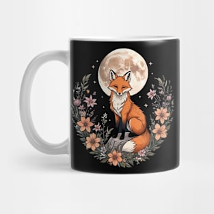 Witchy Moon Cottagecore Floral Fox Aesthetic Art Mug